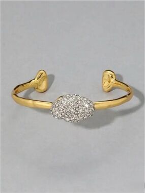 NEW Alexis Bittar Solanales Crystal Pebble Skinny Cuff Bracelet JL23